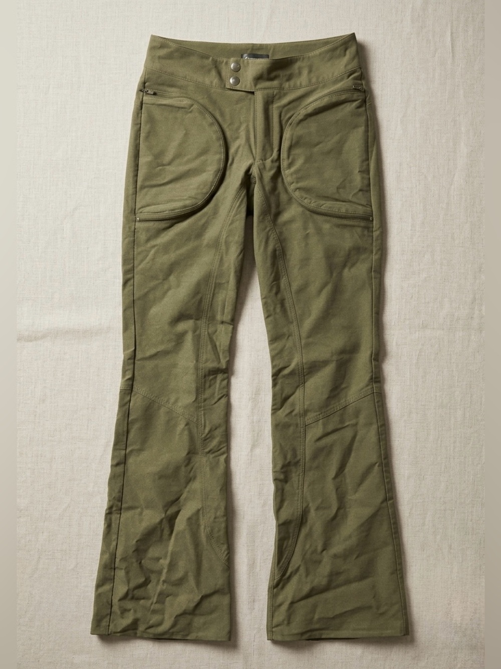 Dolls Kill Generation Kiss Nicolette Low Rise Flare Cargo Pants - XS NWOT Green